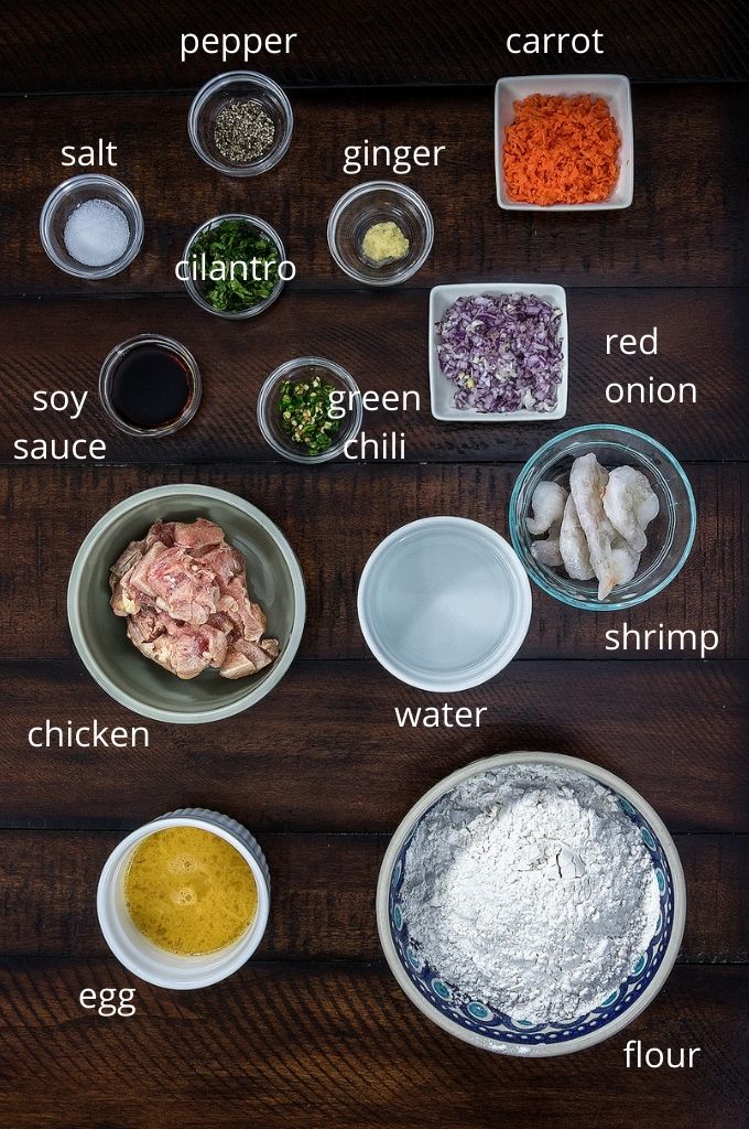 Ingredients for Chicken and Shrimp Fried Wontons
