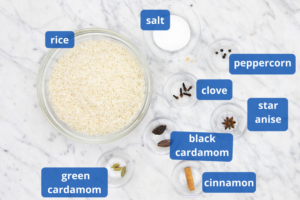Fragrant basmati rice ingredients