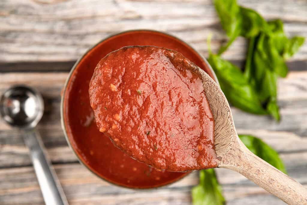 Pizza sauce made with canned tomatoes