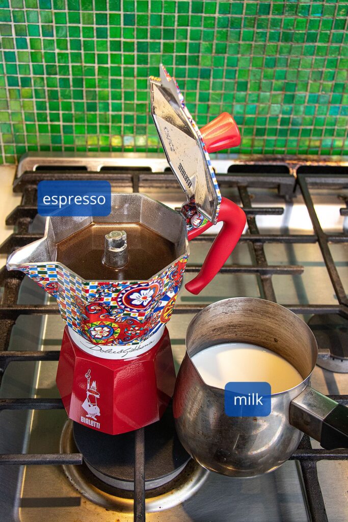 Ingredients for Cappuccino - espresso and milk