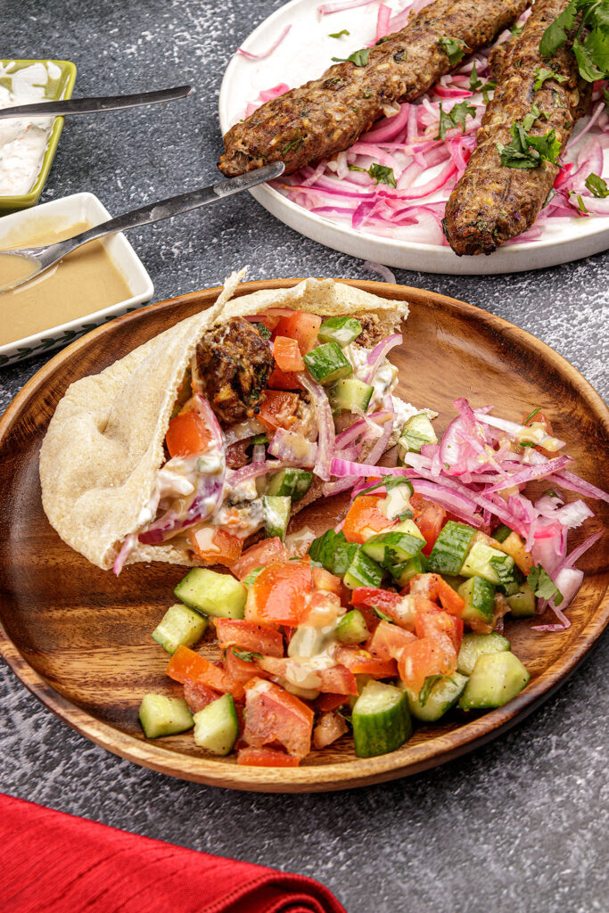 Beef Seekh Kabab with Salad